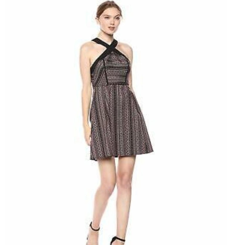 BCBG Women's Crisscross Jacquard Fit & Flare Dress
